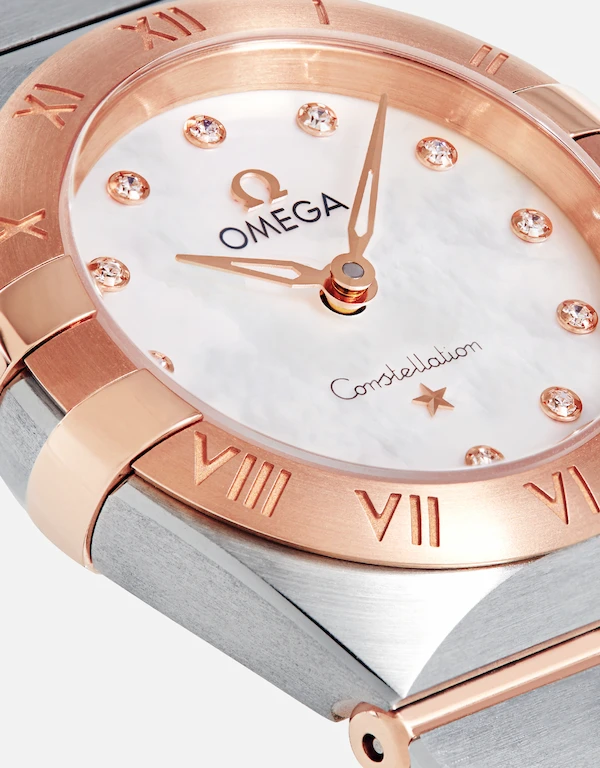 Omega 星座系列 25mm 石英鑽石Sedna™金錶殼不鏽鋼腕錶