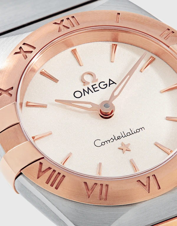 Omega 星座系列 28mm 石英Sedna™金錶殼不鏽鋼腕錶