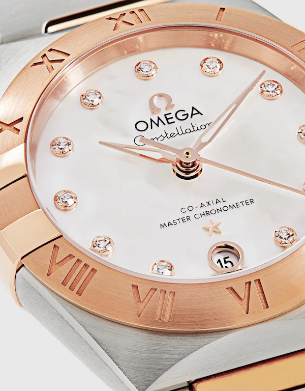 Omega Constellation 29mm Co-Axial Chronometer Diamonds Sedna™ Gold Steel Watch