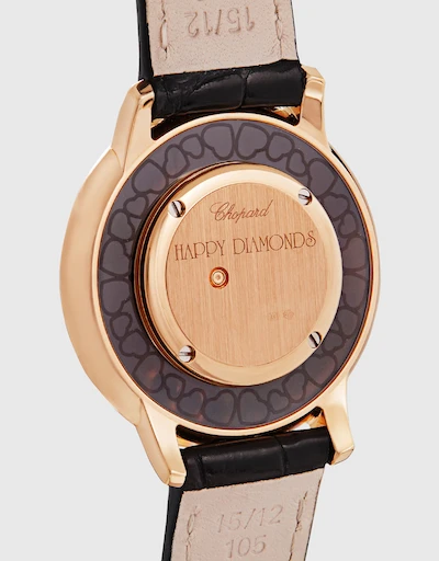 Happy Diamonds 32mm Quartz Rose Gold Alligator Leather Watch
