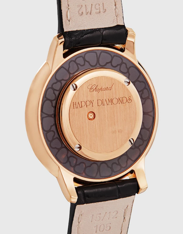 Chopard Happy Diamonds 32mm Quartz Rose Gold Alligator Leather Watch