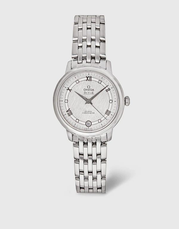 Omega De Ville Prestige 32.7mm Co-Axial Chronometer Diamonds Steel Watch
