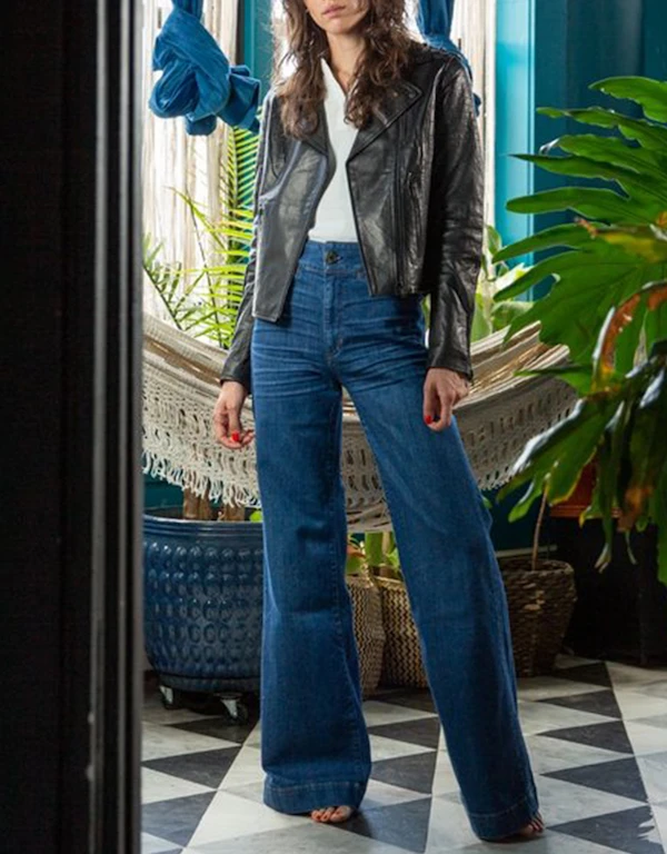 ASKK NY Brighton High-rised Wide-leg Jeans-Mercury