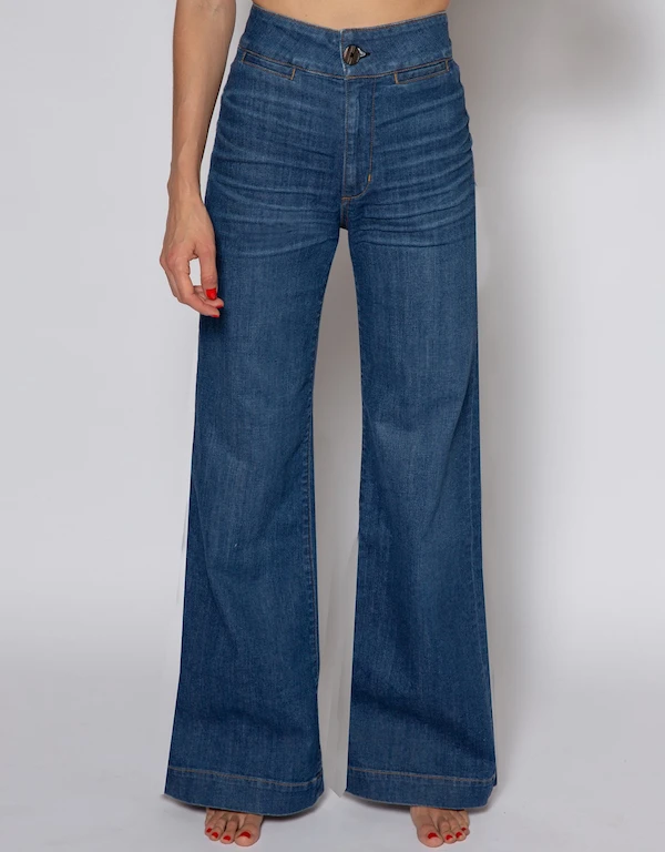 ASKK NY Brighton High-rised Wide-leg Jeans-Mercury
