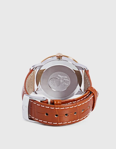 De Ville Prestige 32.7mm Co-Axial Chronometer Diamonds Yellow Gold Leather Strap Watch