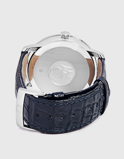 典雅系列 39.5mm 同軸擒縱天文台皮革錶帶不鏽鋼腕錶