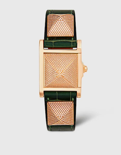 Medor 16mm 鑽石鱷魚皮革腕錶