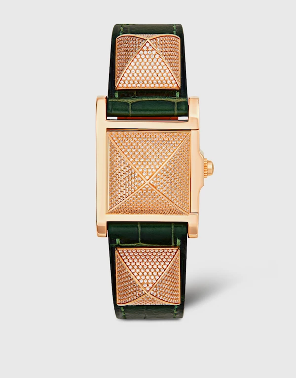 Hermès Medor 16mm Diamonds Alligator Leather Watch
