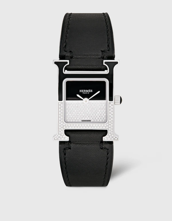 Heure H Double Jeu 21mm Diamond-set Calfskin Watch