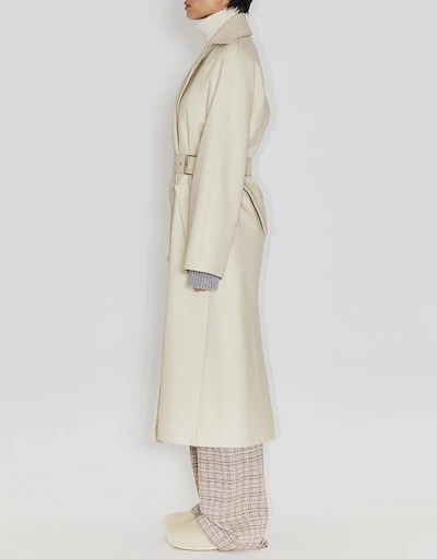 Buckle Belt Leather Trench Coat