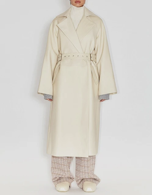 Buckle Belt Leather Trench Coat