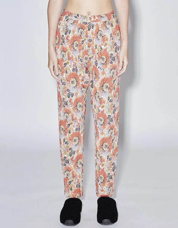 Rosetta Getty Pull On Graphic Printed Jersey Cropped Tapered Pants