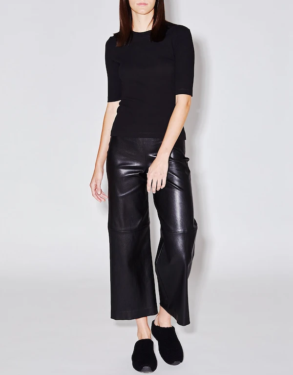 Rosetta Getty Pull On Cropped Straight Stretch Leather Plonge