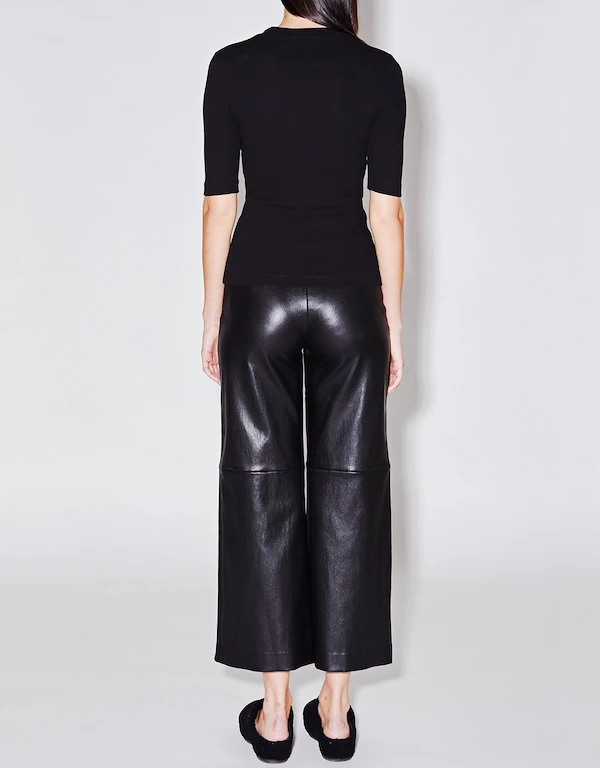 Rosetta Getty Pull On Cropped Straight Stretch Leather Plonge