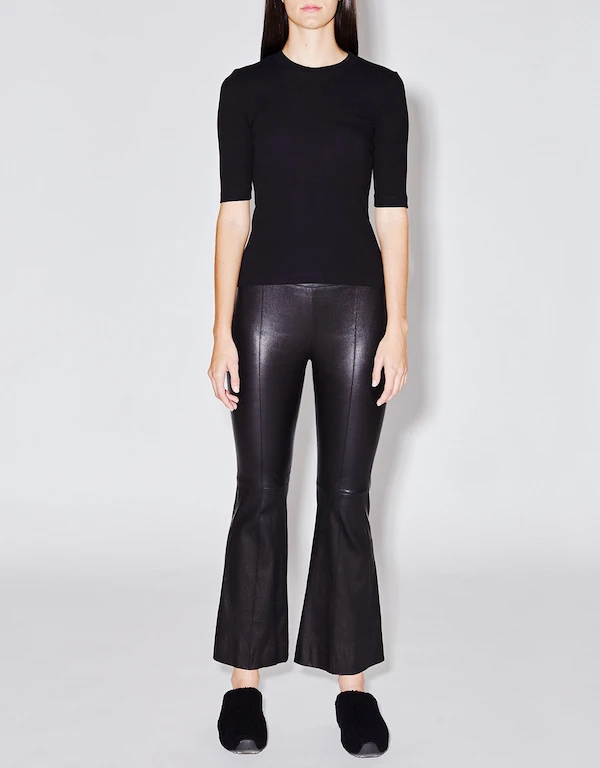 Rosetta Getty Pull On Cropped Flare Stretch Leather Plonge