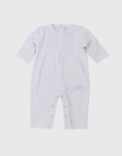 Baby Layette Long Sleeved One Piece-White 0-9M
