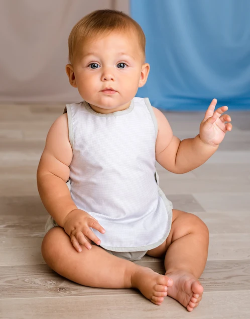 孩童格紋圍裙套裝-Grey 24月-3歲