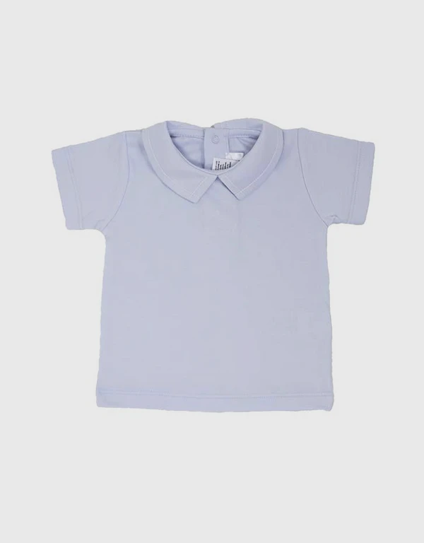 Cuclie Baby 孩童尖領短袖襯衫-Light Blue 3-5歲