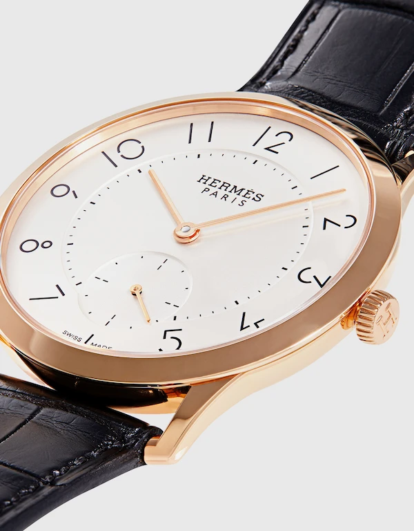 Hermès Slim D’Hermès GM Manufacture 39.5mm Alligator Leather Watch