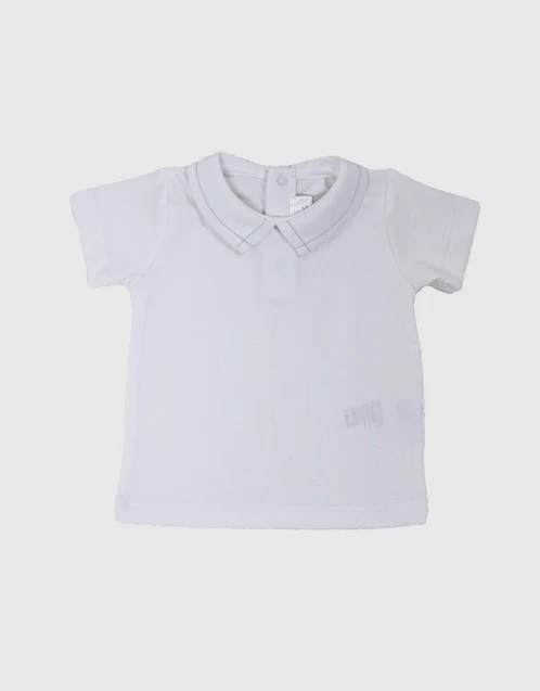 Kids Pointed Collar Short Sleeve Shirt-White 2-4Y