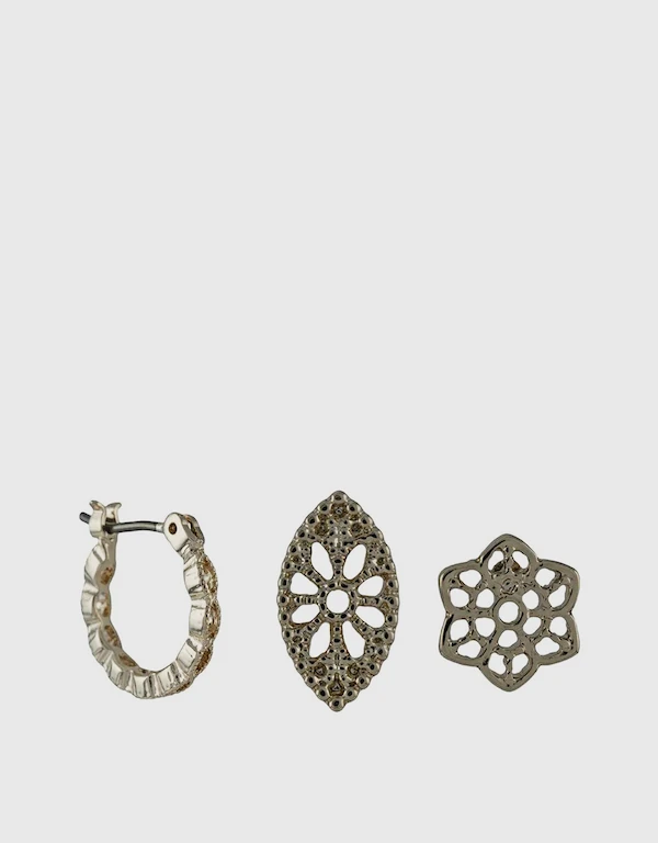 Marchesa Notte Studs And Small Hoop Earrings Set