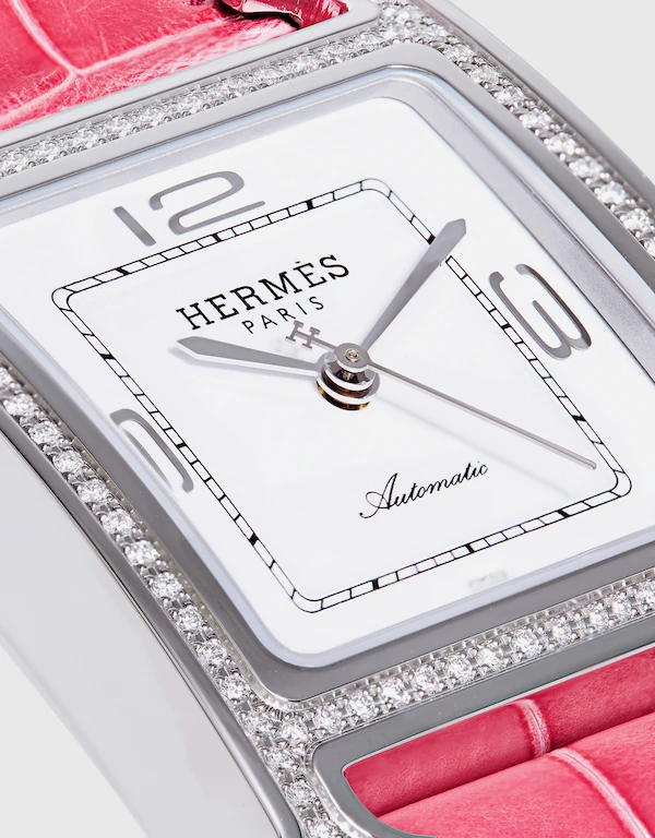 Hermès Heure H Automatique 26.4mm Diamonds Alligator Leather Watch