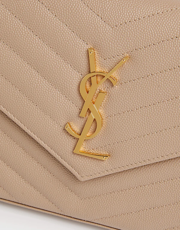 Saint Laurent Monogram-plaque Leather Quilted Wallet On Chain