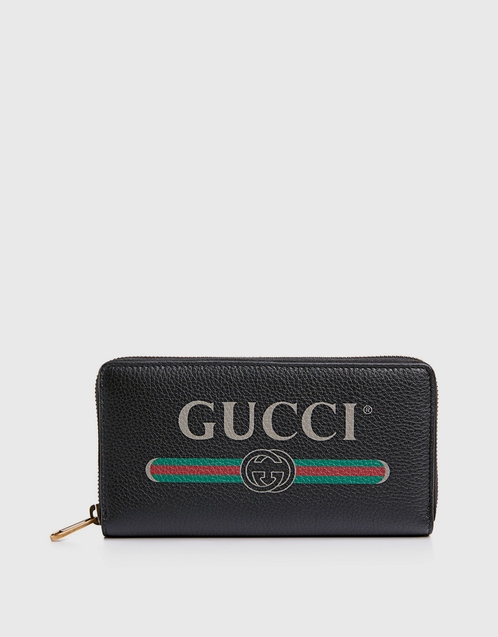 Gucci Print leather zip around wallet 