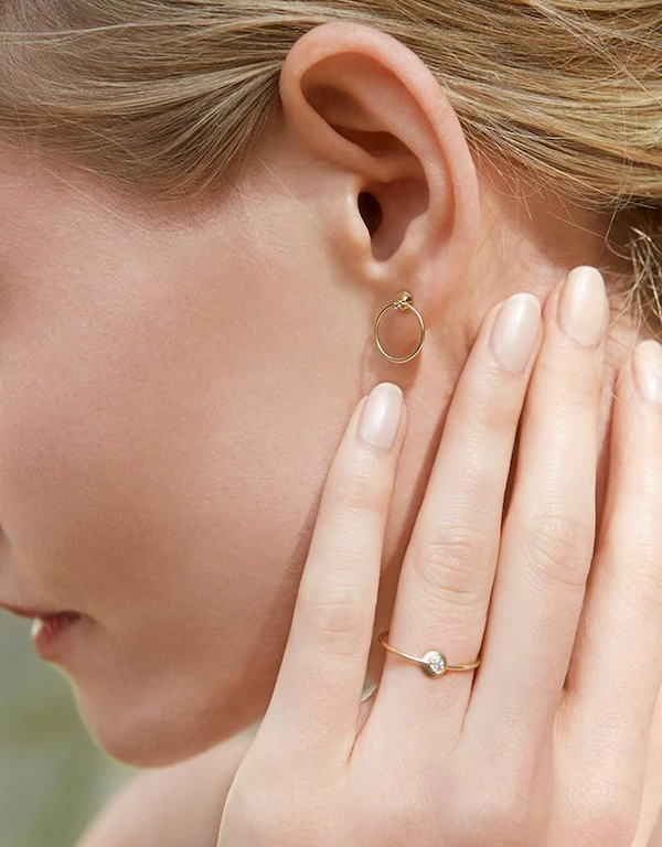 Ruifier Jewelry  Orbit Infinity 鑽石14K黃金耳環