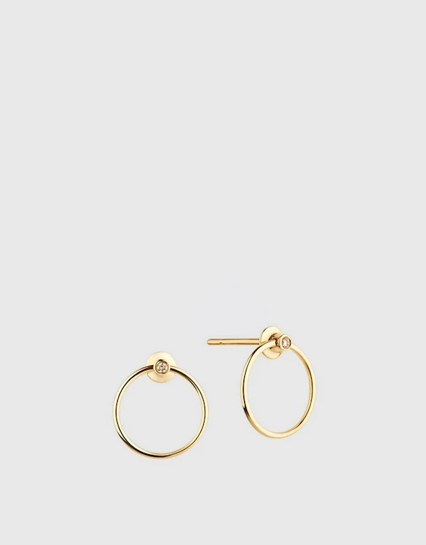 Ruifier Jewelry  Orbit Fine Diamond Infinity 14ct Yellow Gold Earrings 