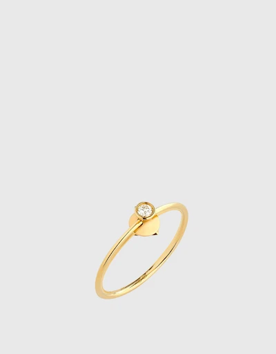 Orbit Fine Diamond Dot 14ct Yellow Gold Ring 