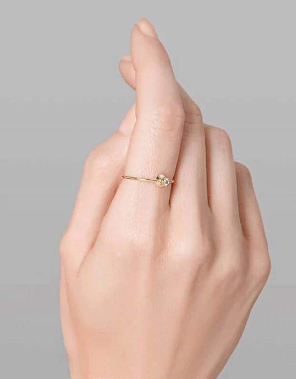 Ruifier Jewelry  Orbit Fine Diamond Dot 14ct Yellow Gold Ring 