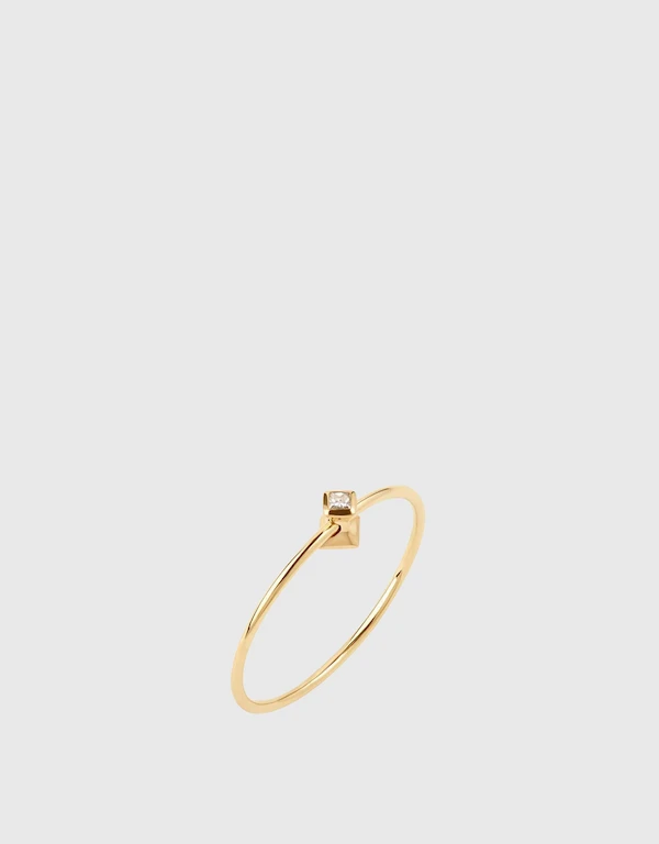 Ruifier Jewelry  Orbit Fine Diamond Cube 14ct Yellow Gold Ring 