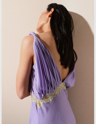 Kiara Lace-Detailed Satin Midi Dress