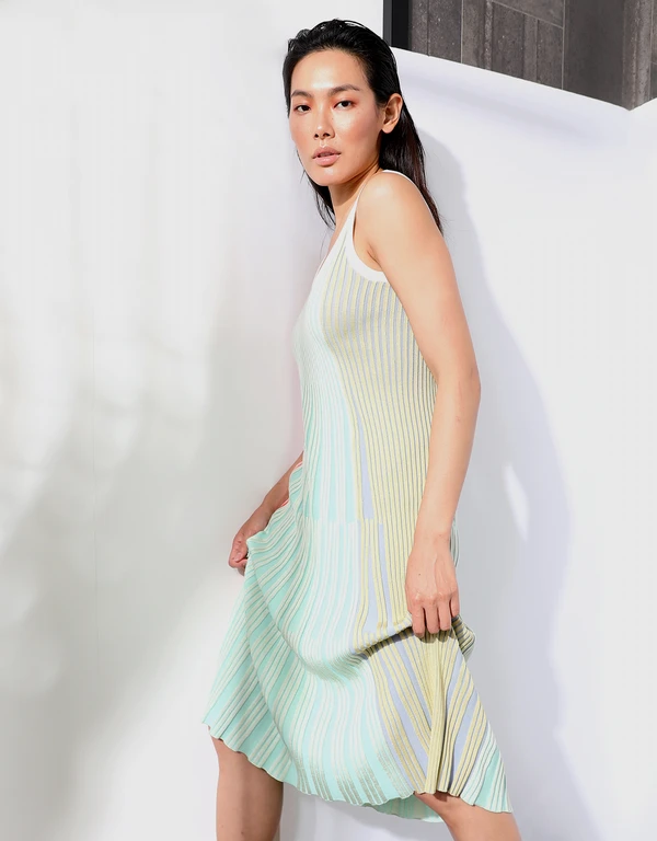Kenzo Striped Ribbed-knit Midi Dress