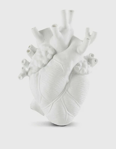 Love in Bloom Heart Fine Porcelain Vase-White