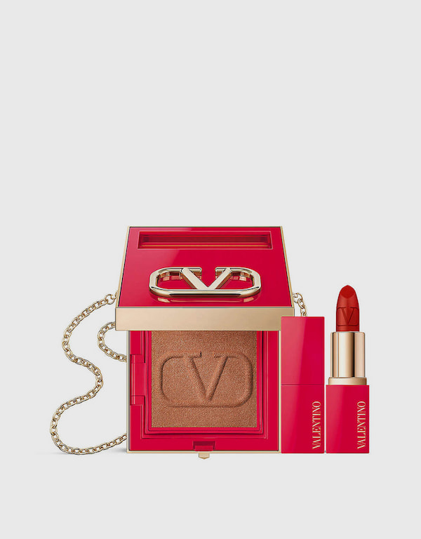 Valentino Beauty Go-Clutch Bronzer and Minirosso Lipstick Bundle - 219a ...