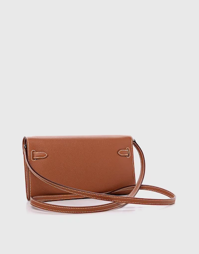 Hermès Kelly To Go Epsom Leather Long Wallet Shoulder Bag-Gold Silver Hardware