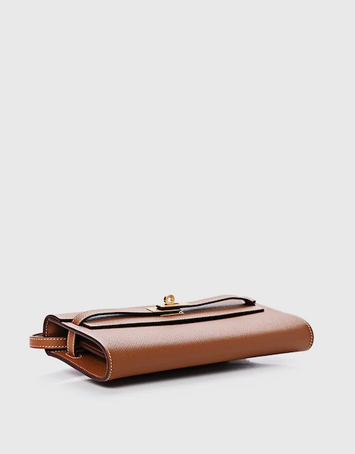 Hermès Kelly To Go Epsom Leather Long Wallet Shoulder Bag-Gold Gold Hardware
