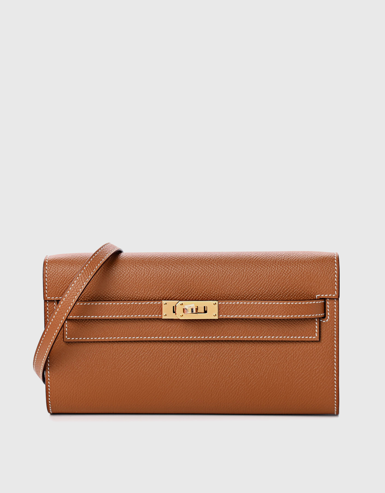 Hermès - Hermès Kelly to Go Epsom Leather Long Wallet Shoulder Bag-Gold Gold Hardware