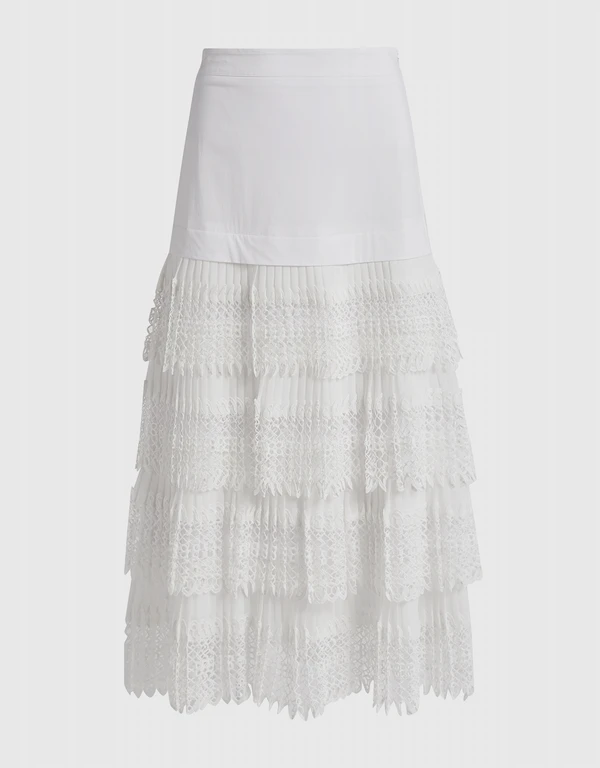 Helis Lace Ruffled Midi Skirt