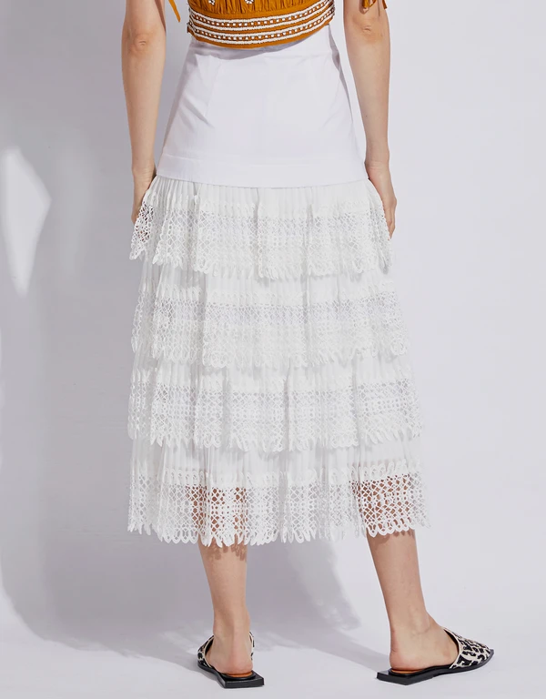 Helis Lace Ruffled Midi Skirt