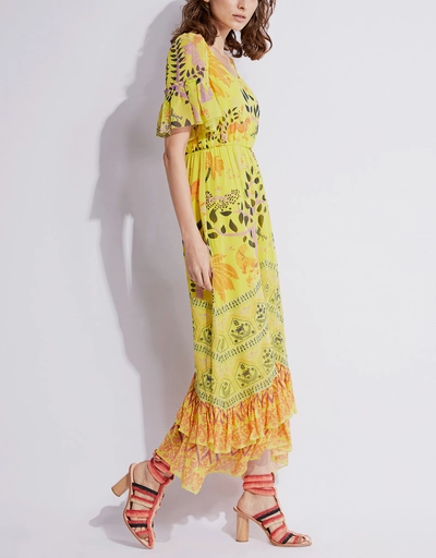 Pippa Printed Silk Midi Dress