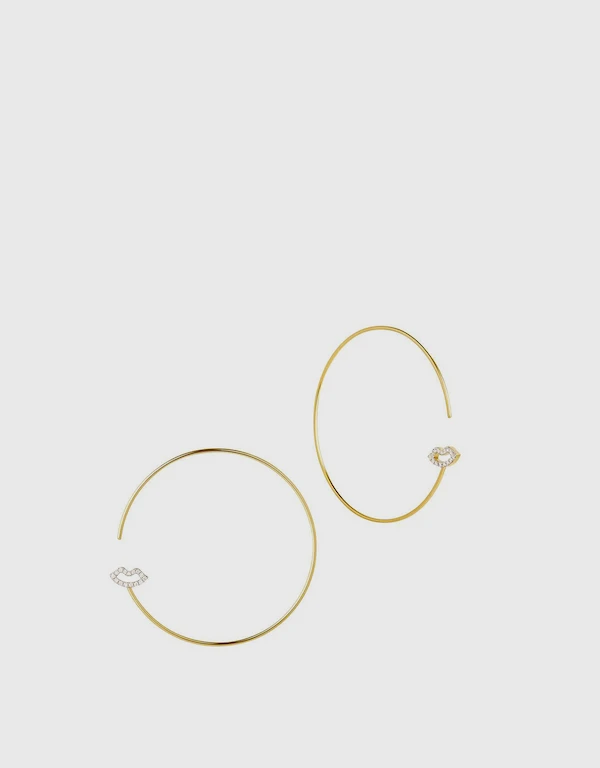 Ruifier Jewelry  Modern Words Fine Crush 18ct Yellow Gold Hoops 