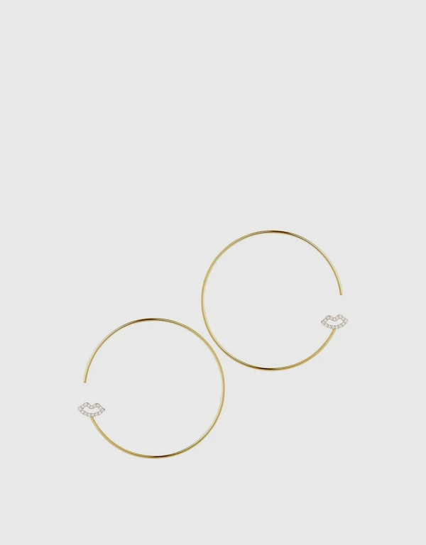 Ruifier Jewelry  Modern Words Fine Crush 18ct Yellow Gold Hoops 