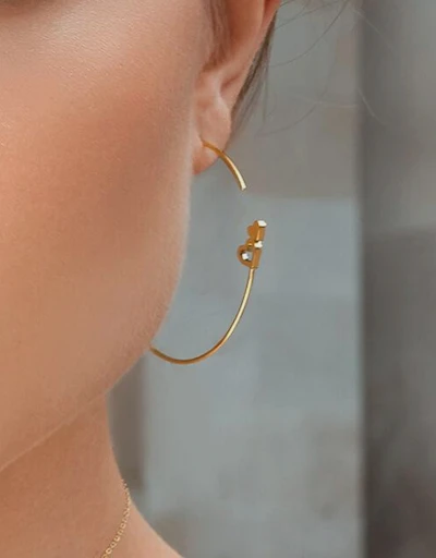 Modern Words Fine Double Heart 18ct Yellow Gold Hoops 