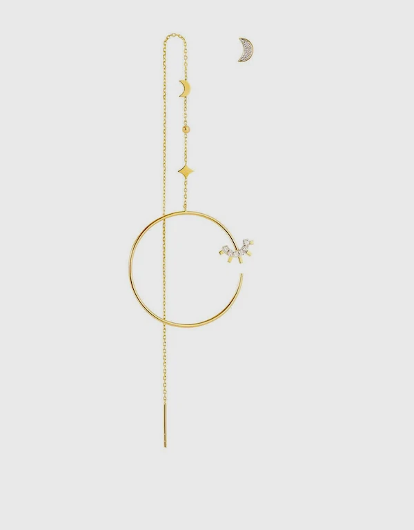 Ruifier Jewelry  Modern Words Fine Moonlight 18ct Yellow Gold Earring Set 