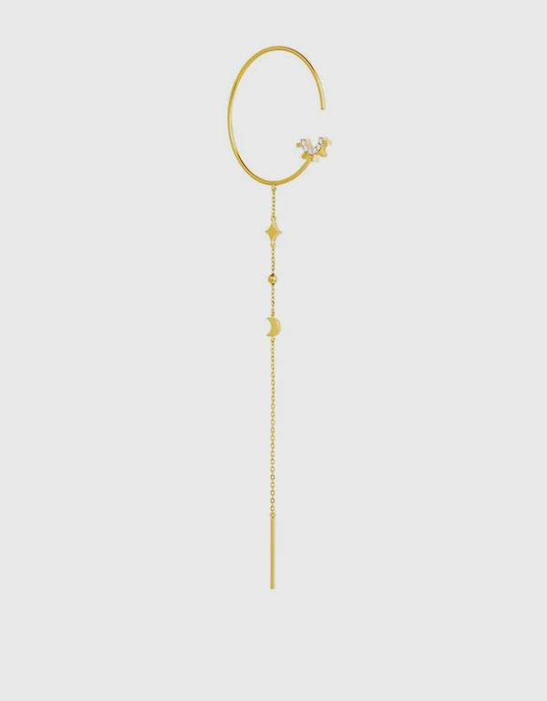 Ruifier Jewelry  Modern Words Fine Moonlight 18ct Yellow Gold Drop Earring 
