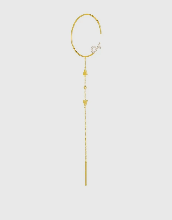 Ruifier Jewelry  Modern Words Fine Melody 18ct Yellow Gold Single Drop Earring 
