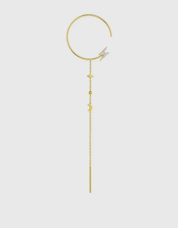 Ruifier Jewelry  Modern Words Fine Lightning 18ct Yellow Gold Single Drop Earring 